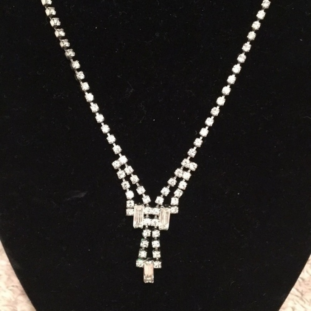 Sterling Silver and Faux Diamond Necklace